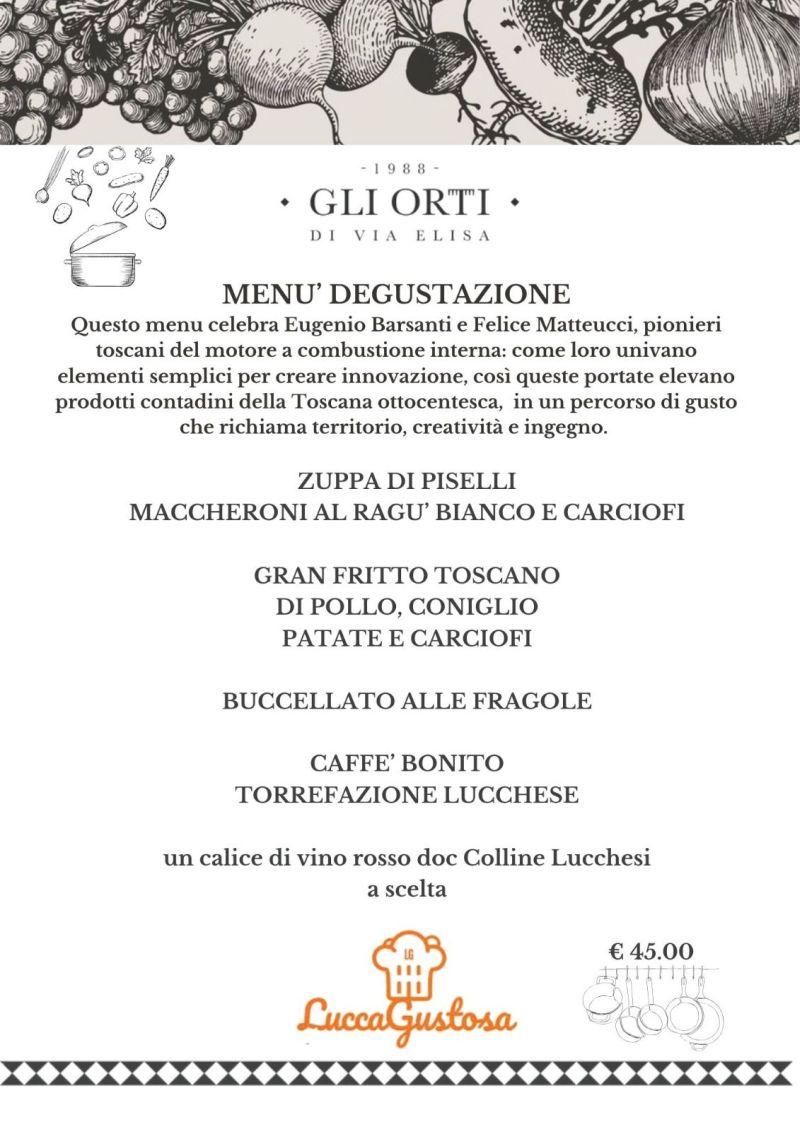 il menù di lucca gustosa del ristorante Orti di Via Elisa